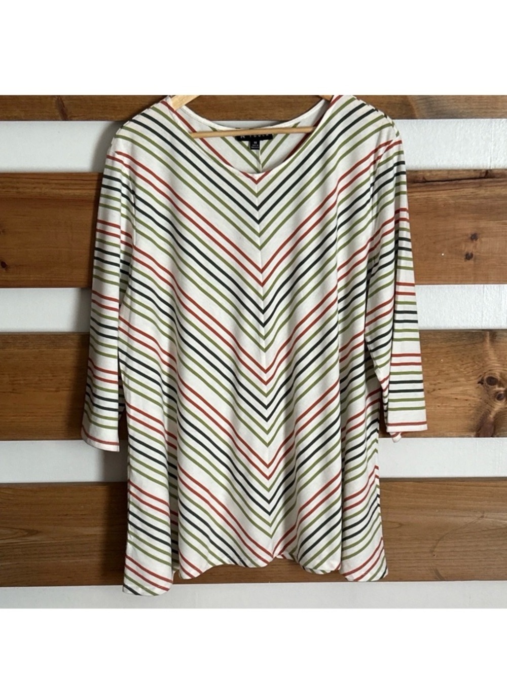 N Touch Multicolor Striped Tunic Top Size 1X 3/4 Sleeve